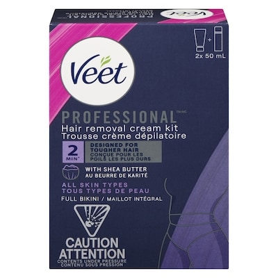 Veet Professional Hair Removal Cream Kit All Skin Types Full Bikini 2x50.0 ml, $10.99/100ml