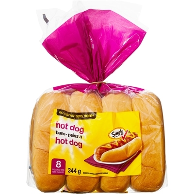 Sans Nom Pains à hot-dog 344 g, 1,01 $/100g