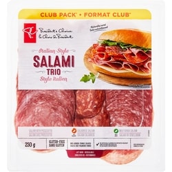 President's Choice Italian-Style Salami Trio, Club Pack 250 g, $4.80/100g