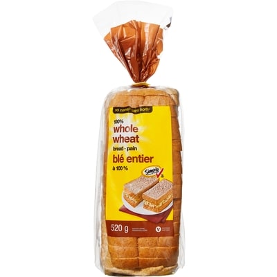No Name 100% Whole Wheat Bread 520 g, $0.56/100g
