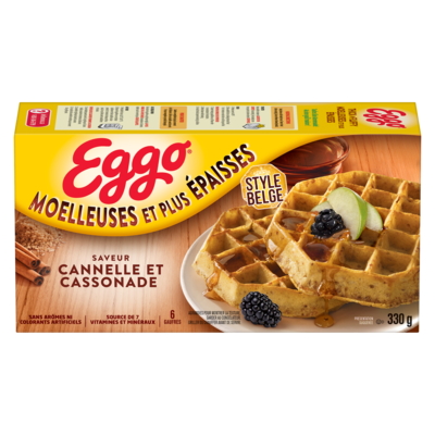 Kellogg’s Eggo Moelleuses et plus épaisses gaufres saveur cannelle et cassonade 330 g, 1,36 $/100g