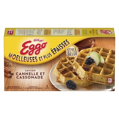 Kellogg’s Eggo Moelleuses et plus épaisses gaufres saveur cannelle et cassonade 330 g, 1,06 $/100g