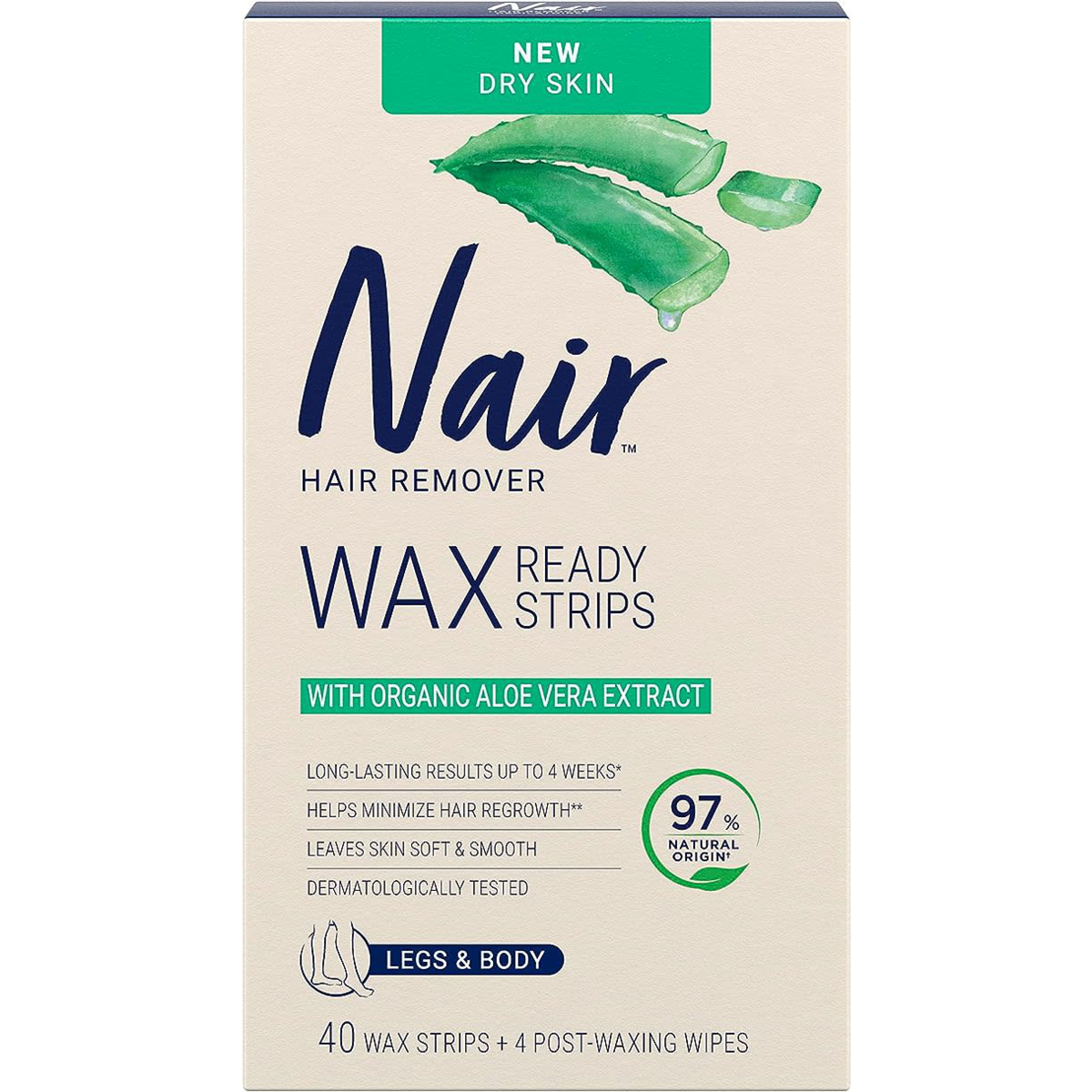 Nair Wax Ready Strips for Dry Skin with Organic Aloe Vera Extract 40 ea, $0.36/1ea