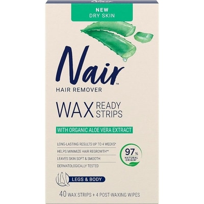 Nair Wax Ready Strips for Dry Skin with Organic Aloe Vera Extract 40 ea, $0.36/1ea