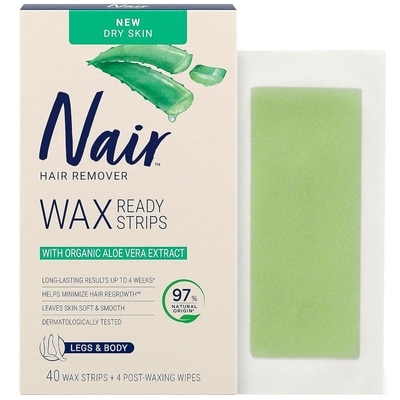 Nair Wax Ready Strips for Dry Skin with Organic Aloe Vera Extract 40 ea, $0.45/1ea