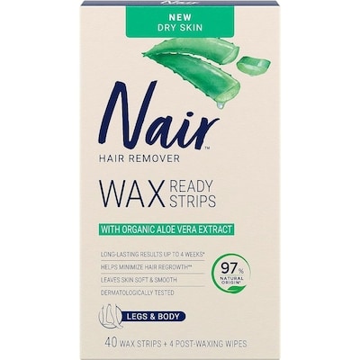 Nair Bandes de cire prêtes pour la peau sèche avec extrait d’aloès biologique 40 ea, 0,45 $/1ch