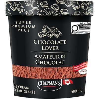 Chapman’s Super premium plus crème glacée Amateur de chocolat 500 ml, 1,10 $/100ml