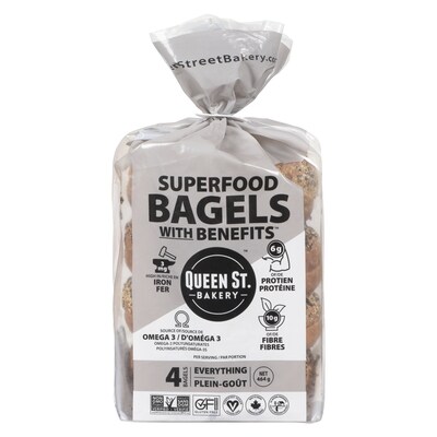 Queen St. Bakery Superfood bagels plein-goût 464 g, 2,05 $/100g