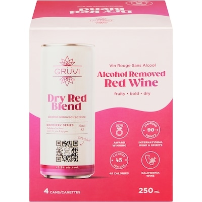 Gruvi Vin rouge sans alcool dry red blend 4x250.0 ml, 10,00 $/100ml