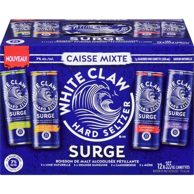 WHITE CLAW Surge boisson de malt alcoolisée caisse mixte (Pièce d’identité requise au moment du ramassage) 12x355.0 ml, 0,67 $/100ml