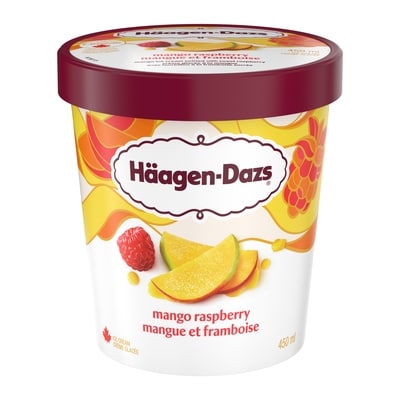 Häagen-Dazs Crème glacée mangue et framboise 450 ml, 1,55 $/100ml