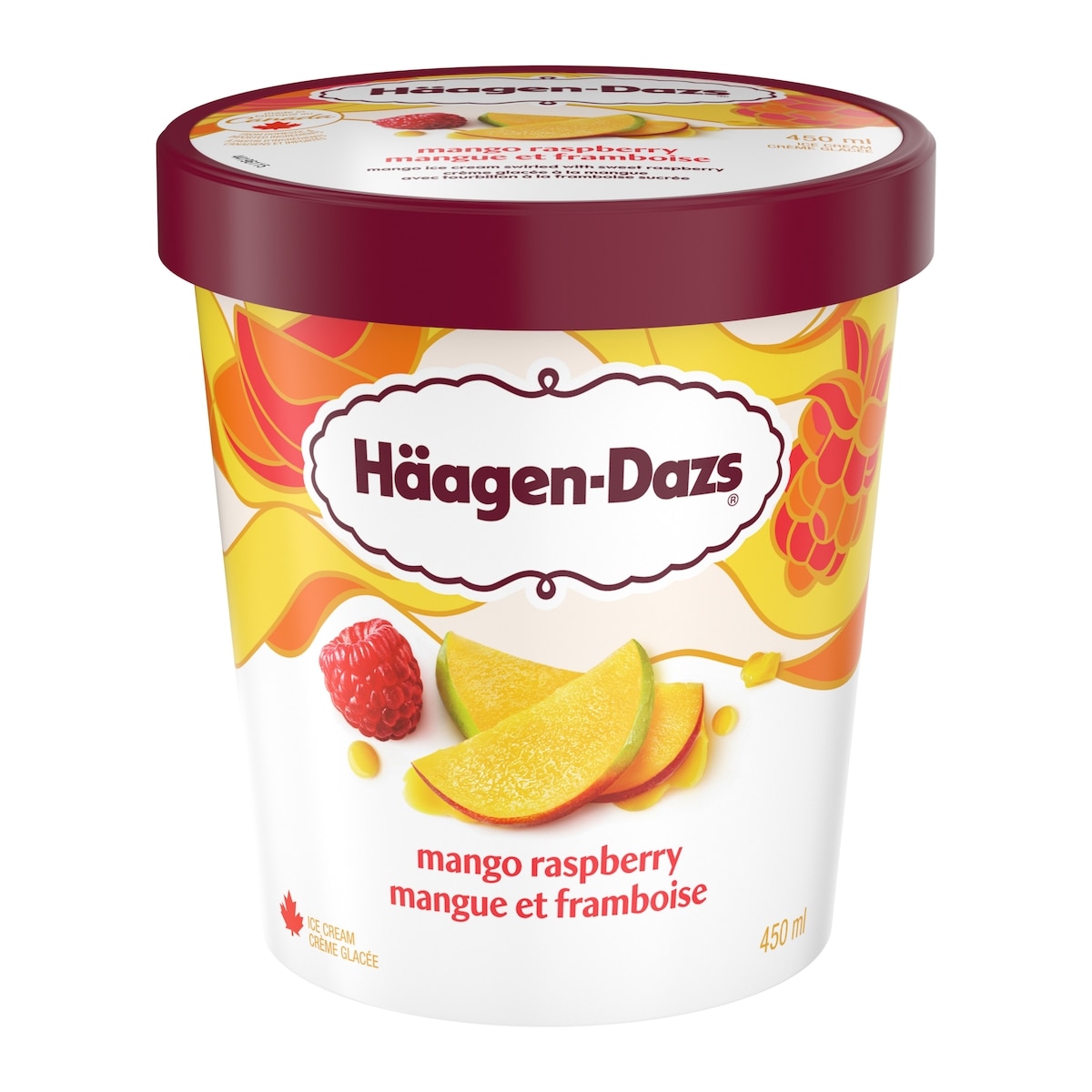 Häagen-Dazs Crème glacée mangue et framboise 450 ml, 1,55 $/100ml