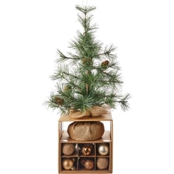 Life at Home Arbre de table pour les fêtes avec décorations, 18 po, naturel 1 ea, 19,00 $/1ch