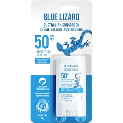 Blue Lizard Crème solaire minérale en bâton sensible 50 fps 14 g, 128,50 $/100g