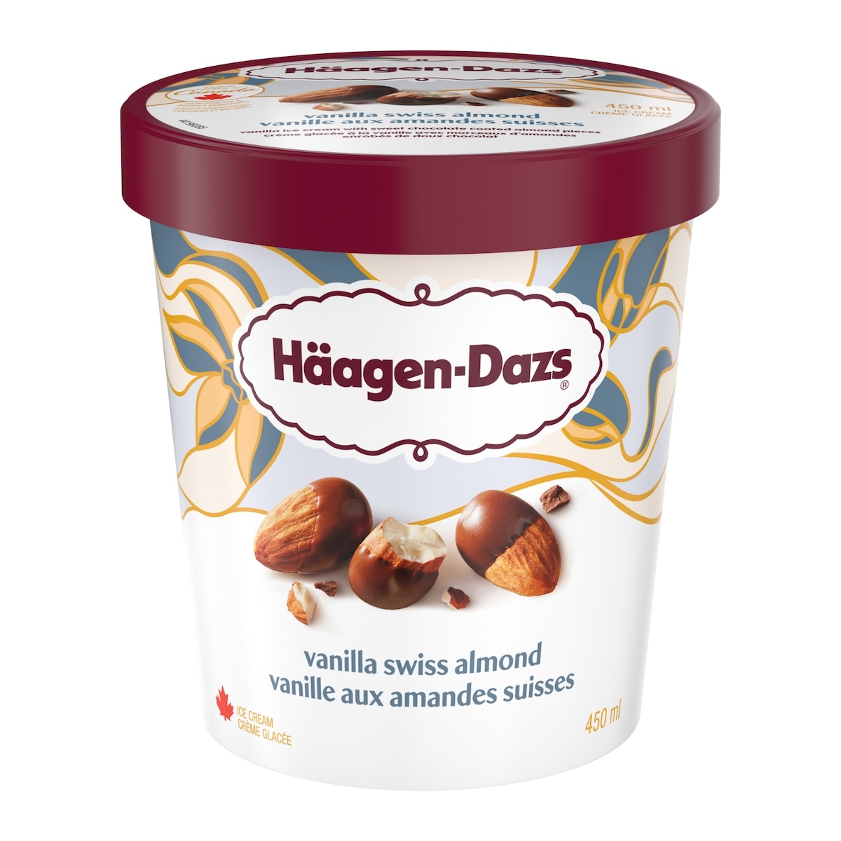 Häagen-Dazs Crème glacée md vanille aux amandes suisses 450 ml, 1,55 $/100ml