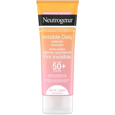 Neutrogena Invisible Daily Defense Broad Spectrum SPF 50 Fragrance Free Sunscreen Lotion - Antioxidant Complex -  Oxybenzone-Free  Water-Resistant - Invisible on All Skin Tones - Sun or Environmental Aggressor Protection - 88 ml, $21.58/100ml