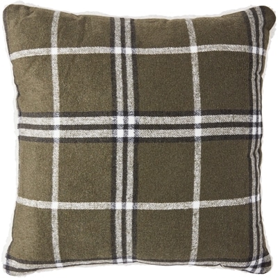 Life at Home Woven Plaid Sherpa Cushion - Olive 1 ea, $20.00/1ea