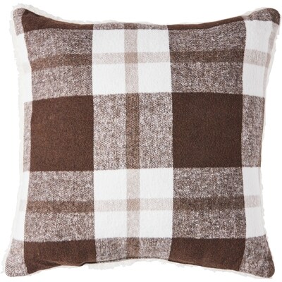 Life at Home Woven Plaid Sherpa Cushion - Cocoa 1 ea, $20.00/1ea