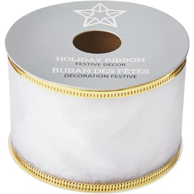 null Gold Edged White Organza Ribbon 15 ft  1 ea, $5.00/1ea