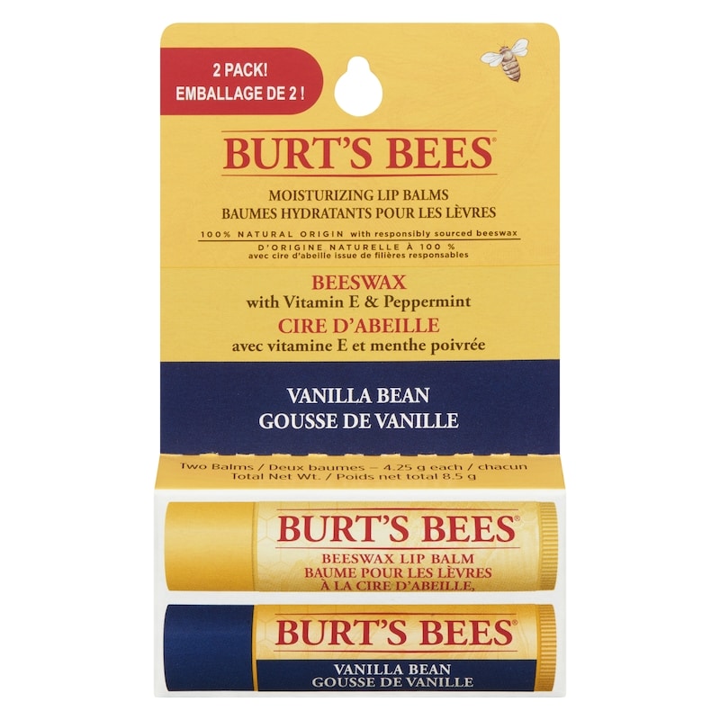 100% Natural Origin, Lip Balm, Beeswax & Vanilla Bean, 2 pack