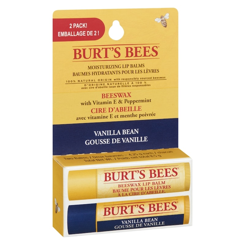 100% Natural Origin, Lip Balm, Beeswax & Vanilla Bean, 2 pack