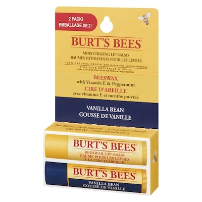 100% Natural Origin, Lip Balm, Beeswax & Vanilla Bean, 2 pack