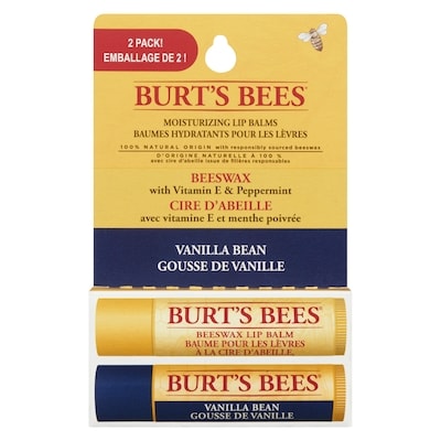 100% Natural Origin, Lip Balm, Beeswax & Vanilla Bean, 2 pack