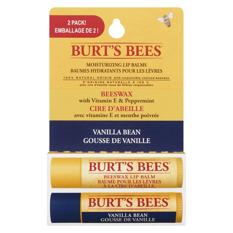 100% Natural Origin, Lip Balm, Beeswax & Vanilla Bean, 2 pack