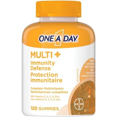 One A Day Gummies Multi+ avec soutien immunitaire 120 ea, 0,13 $/1ch
