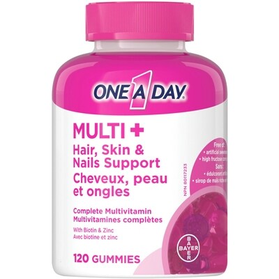 One A Day Gummies multivitamines Multi+ cheveux, peau et ongles 120 ea, 0,13 $/1ch