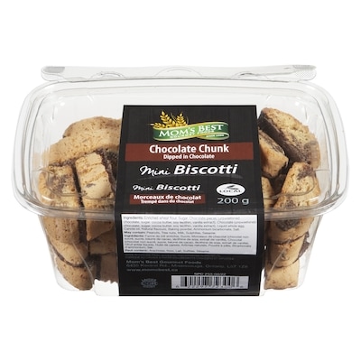 Mom's Best Mini Biscotti Chocolate Chunk Dipped In Chocolate 200 g, $3.00/100g