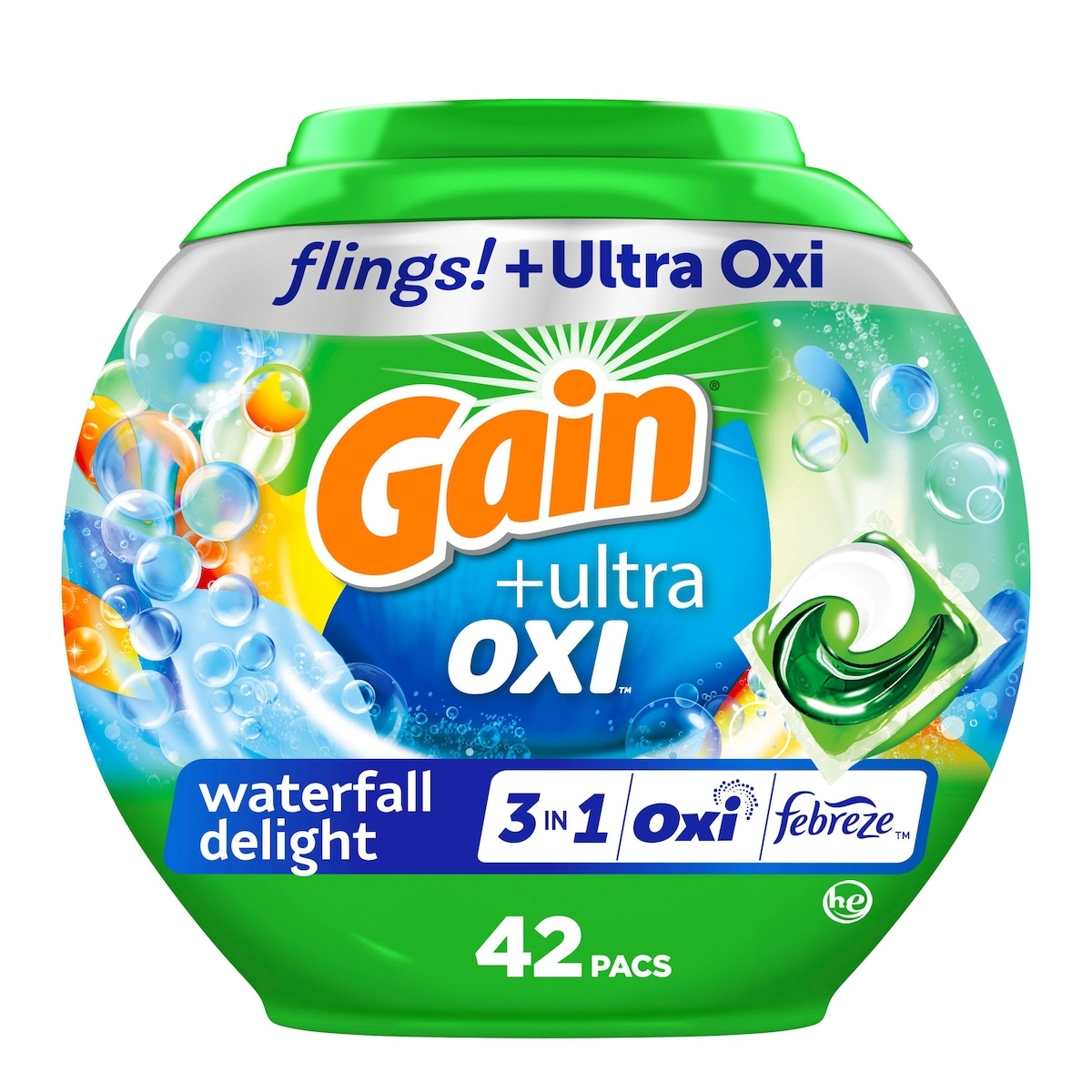 Gain Laundry Detergent Pods with Odor Removers, Waterfall Delight Scented 42 ea, $0.38/1ea