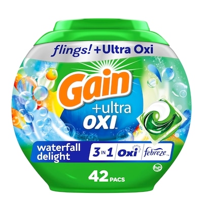Gain Laundry Detergent Pods with Odor Removers, Waterfall Delight Scented 42 ea, $0.40/1ea