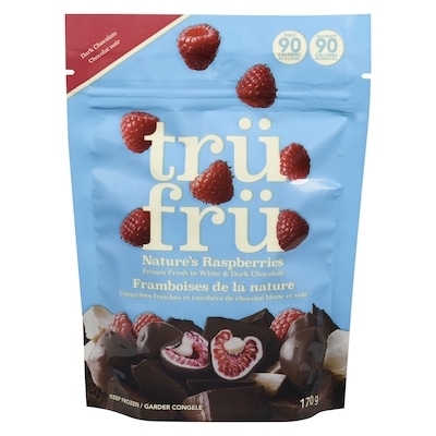 trufru Nature's Raspberries, Frozen Fresh in White & Dark Chocolate 170 g, $5.29/100g