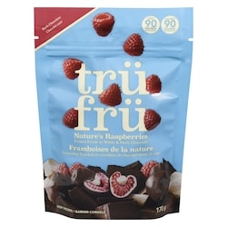 Framboises de la nature, congelées fraiches et enrobées de chocolat blanc et noir
