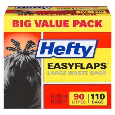Hefty Easyflaps Large Waste Bags Big Value Pack 90 L 110 ea, $0.18/1ea