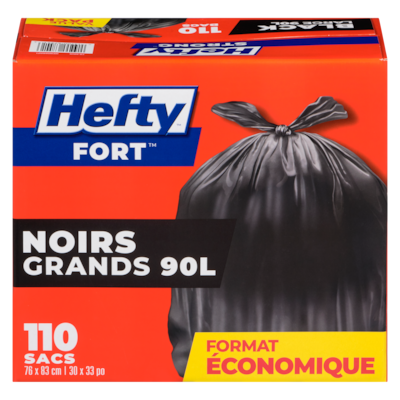 Hefty À rabat grands sacs à ordures format économique 90 l 110 ea, 0,22 $/1ch