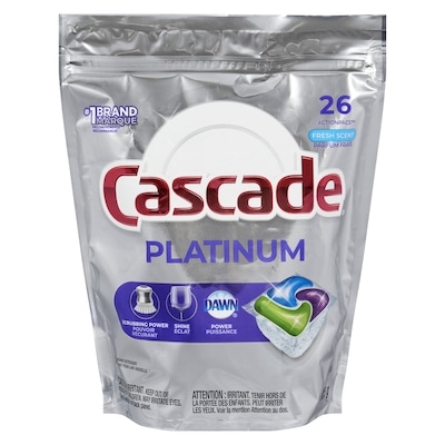 Cascade Platinum Dishwasher Detergent, Fresh Scent, 26 Action Pacs 26 ea, $0.58/1ea