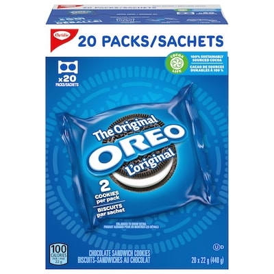 Christie Biscuits-sandwiches au chocolat OREO L’original en sachets Snak Paks 440 g, 2,50 $/100g