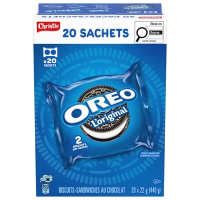 Christie Biscuits-sandwiches au chocolat OREO L’original en sachets Snak Paks 440 g, 2,50 $/100g