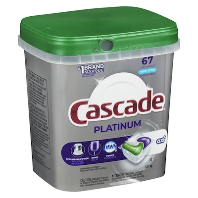Cascade Platinum + Oxi Dishwasher Pods, Dish Detergent ActionPacs, Fresh, 67 Count 67 ea, $0.30/1ea