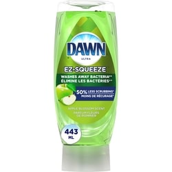 Dawn Savon à vaisselle Ultra EZ-Squeeze, détergent à vaisselle liquide, élimine les bactéries, parfum Fleurs de pommier 443 ml, 0,90 $/100ml