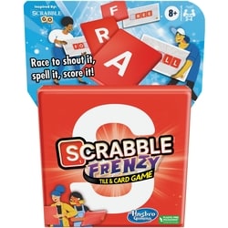 Scrabble Frenzy Tile and Card Game, Fast-Paced Scrabble Game for Family and Kids Ages 8 and Up, Easy to Learn Card Game for 2 to 4 Players