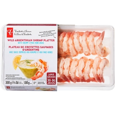 le Choix du Président Plateau de crevettes sauvages d'Argentine avec sauce crémeuse aux agrumes et fines herbes 400 g, 5,50 $/100g