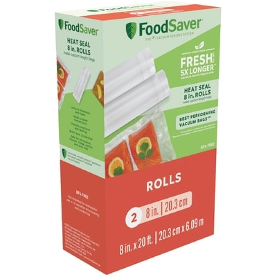 Food Saver 8" x 20’ Vacuum Seal Rolls, 2 Pack 1 ea, $30.00/1ea