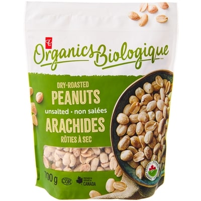PC Biologique Arachides rôties à sec, non salées 700 g, 1,50 $/100g