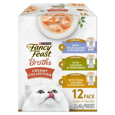 Purina Fancy Feast Creamy Broths Cat Treats Collection Variety Pack 12 Count 480 g, $3.54/100g