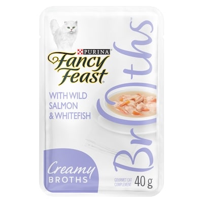 Purina Fancy Feast Creamy Broths Cat Treats with Wild Salmon & Whitefish 40 g, $4.23/100g