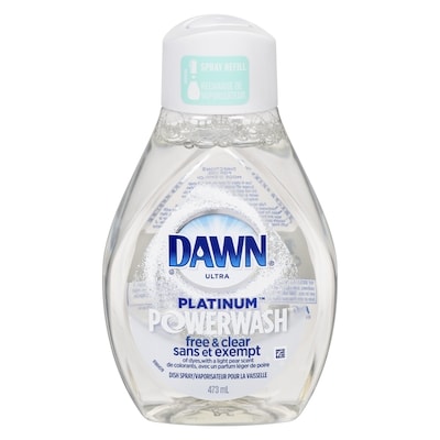 Dawn Recharge de savon à vaisselle en vaporisateur Sans et exempt Powerwash, parfum Poire 473 ml, 1,69 $/100ml