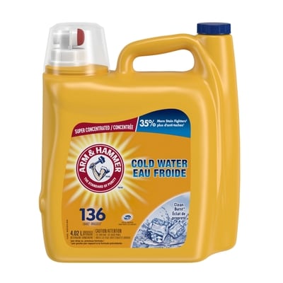 Arm & Hammer Détergent liquide pour la lessive à l'eau froide, Clean Burst, 136 charges 4.02 l, 0,50 $/100ml
